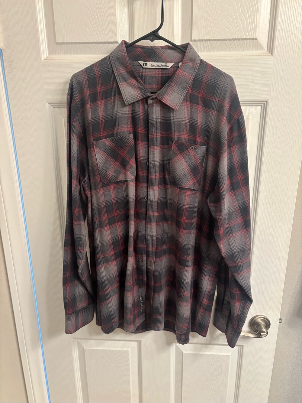 Travis Mathew Men's Gray Plaid Button-Down